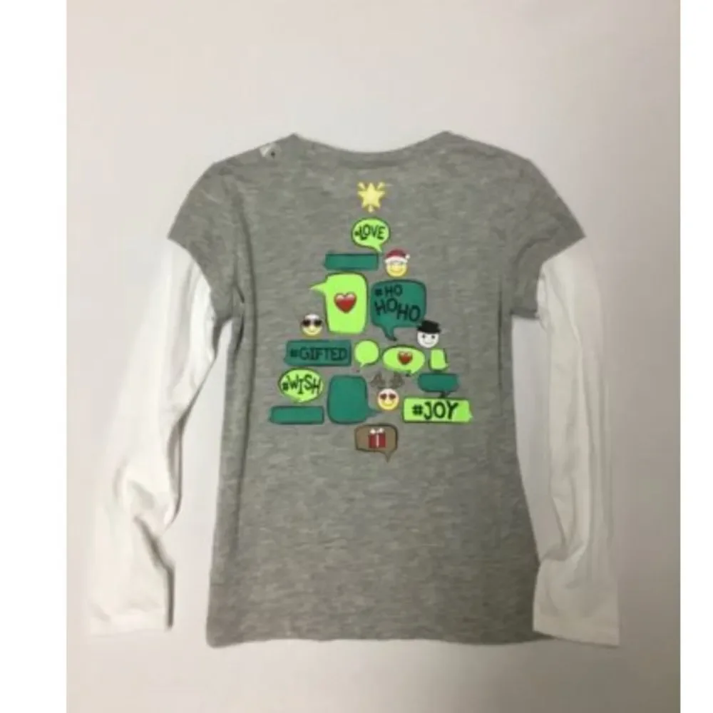 Justice Girls Size 6 Christmas Shirt Gray NWOT
